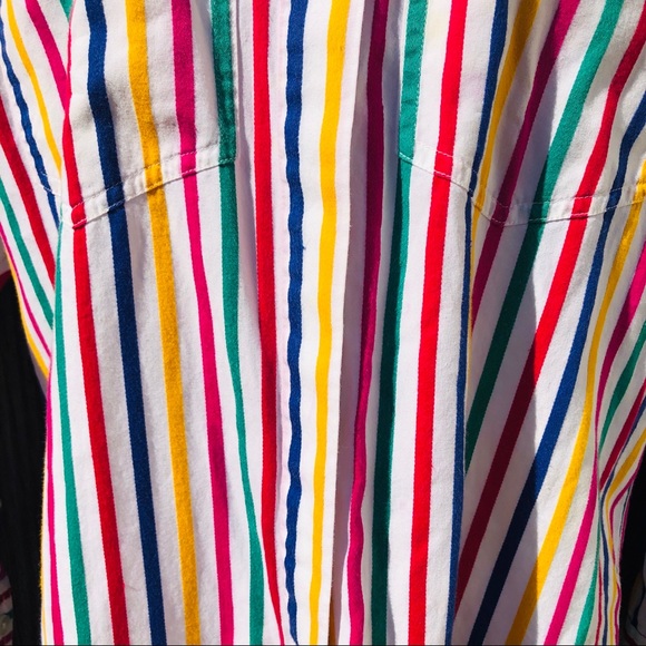 Liz Sport Rainbow Striped Button Down MEDIUM - Picture 6 of 11